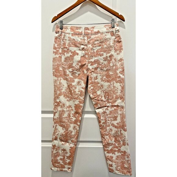 ELIE TAHARI Skinny Ankle Womens Pant White Blush Tropical Floral Tiger Havana 8 - Picture 2 of 7